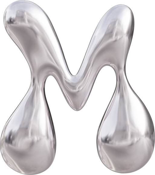 3D Liquid Chrome Letter M Text Effect