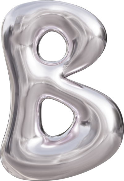 3D Liquid Chrome Letter B Text Effect